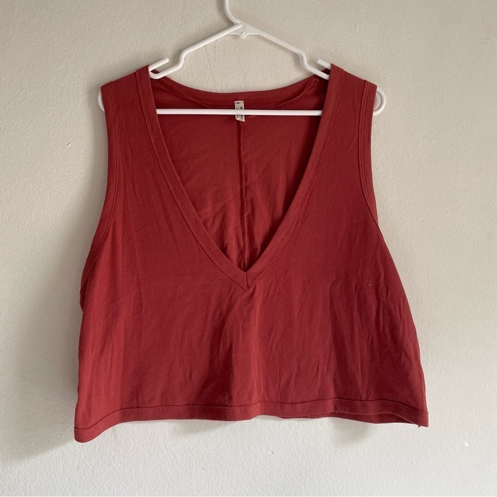 Intimately Free People rusty red orange check crop sleeveless top